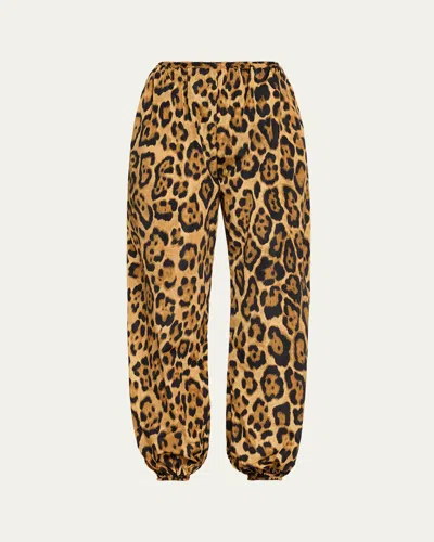 Alaïa Leopard-print Nylon Balloon Pants In Brown