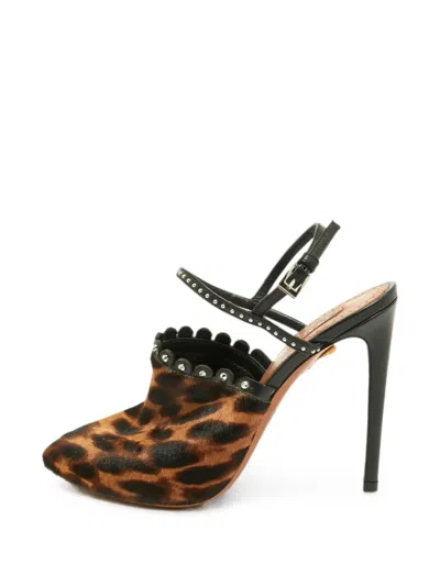 Pre-owned Alaïa Leopard-print Studded Heeled Pumps In Brown