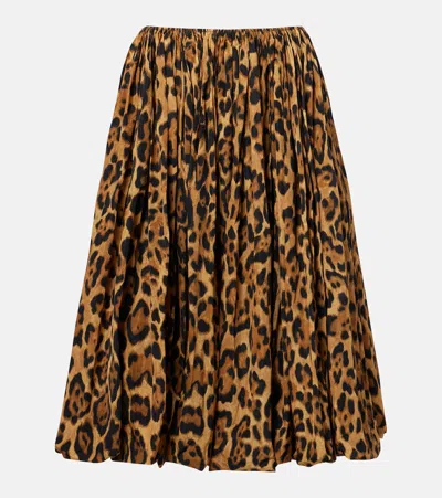Alaïa Leopard-print Taffeta Midi Skirt In Multi
