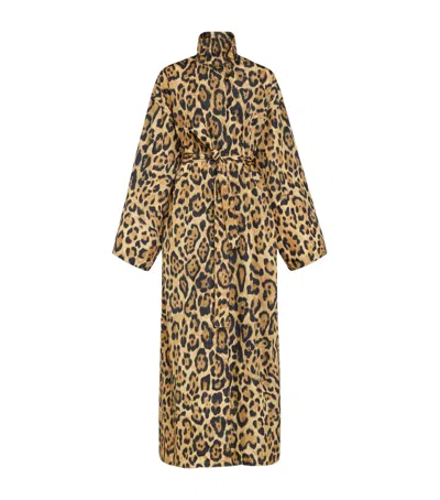 Alaïa Leopard-print Trench Coat In Blue