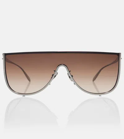 Alaïa Lettering Logo Flat-top Sunglasses In Brown