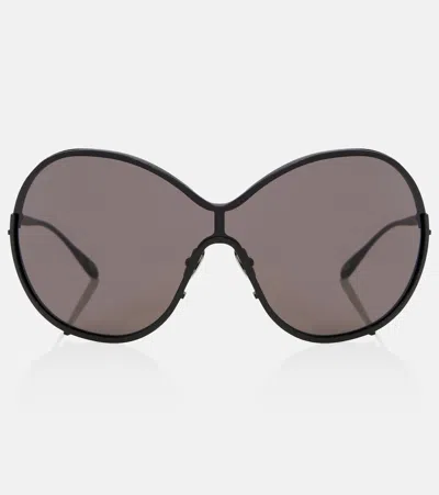 Alaïa Lettering Logo Oversized Sunglasses In Gray