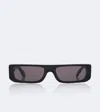 Alaïa Lettering Logo Rectangular Sunglasses In Black