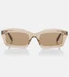 Alaïa Lettering Logo Rectangular Sunglasses In Brown