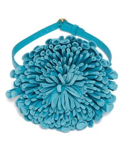 Alaïa Light Blue Leather Flower Choker