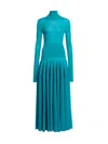 Alaïa Alaia Light Blue Maxi Viscose Peplum Dress