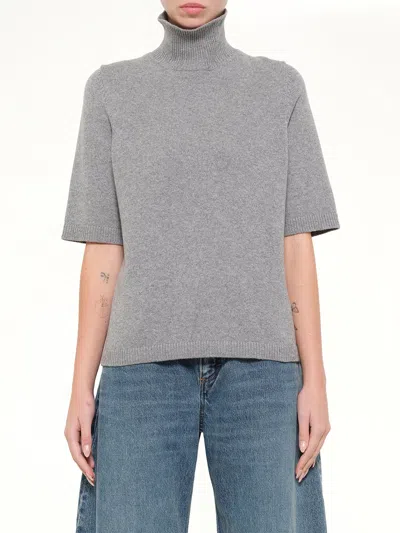 Alaïa Light Cashmere Highneck Jumper In Grey