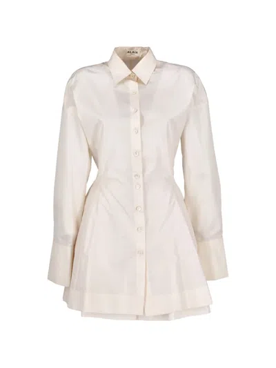 Pre-owned Alaïa Lightweight Skirt And Shirt Set In Neutral
