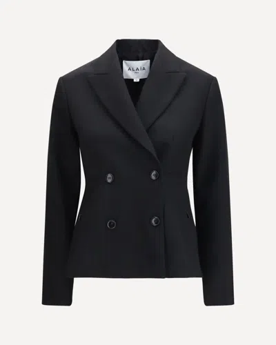 Alaïa Lightweight Wool Double-breasted Jacket In Black