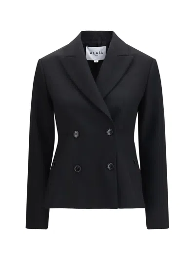 Alaïa Alaia Lightweight Wool Double-breasted Jacket In Black