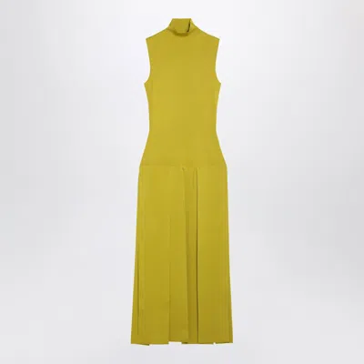 Alaïa Alaia Lime Pleated Knit Maxi Dress In Yellow