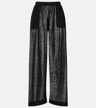 Alaïa Linen And Silk Wide-leg Pants In Black