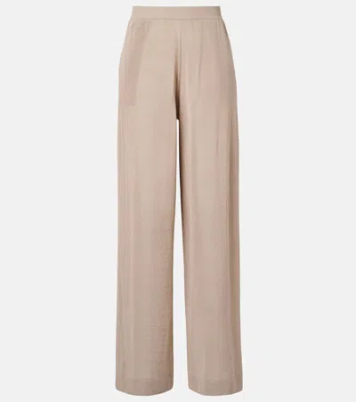 Alaïa Linen And Silk Wide-leg Pants In Neutral