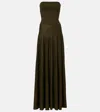 Alaïa Linen-blend Bustier Dress In Green