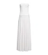 Alaïa Strapless Linen Maxi Dress In White