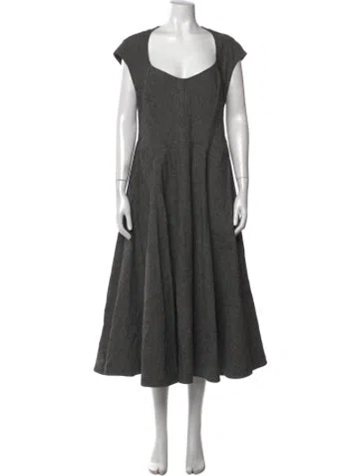 Pre-owned Alaïa Linen Midi Length Dress In Gray
