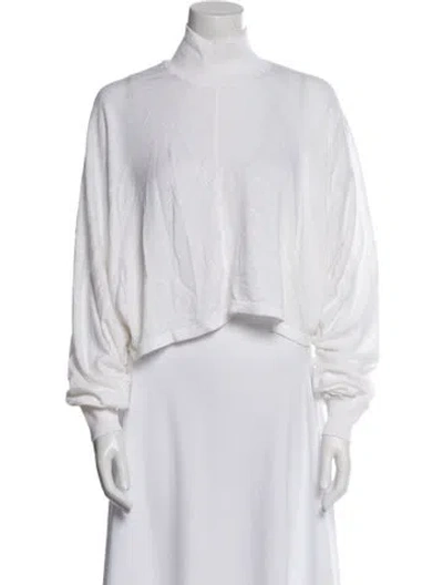 Pre-owned Alaïa Linen Mock Neck Crop Top In White