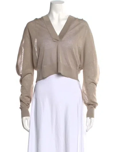 Pre-owned Alaïa Linen V-neck Crop Top W/ Tags In Neutral