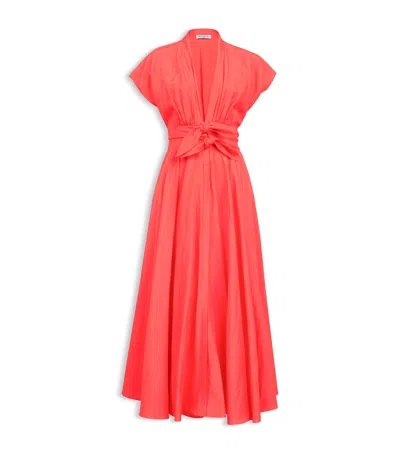 Alaïa Linen-blend Knot Midi Dress In Red