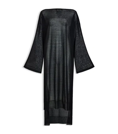 Alaïa Linen-silk Midi Kaftan Dress In Black