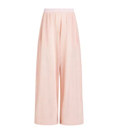 Alaïa Linen-silk Wide-leg Trousers In Pink