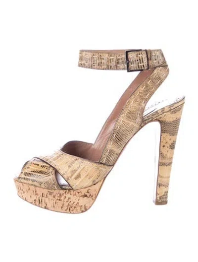 Pre-owned Alaïa Lizard Animal Print Slingback Pumps In Neutral