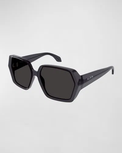 Alaïa Logo Acetate Butterfly Sunglasses In White