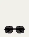 Alaïa Aa0082s Square Acetate Sunglasses In Shiny Transparent Dark Grey