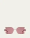 Alaïa Logo Acetate Butterfly Sunglasses In Shiny Transparent Dusty Pink