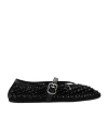 Alaïa Patent Leather-trimmed Studded Mesh Ballet Flats In Black
