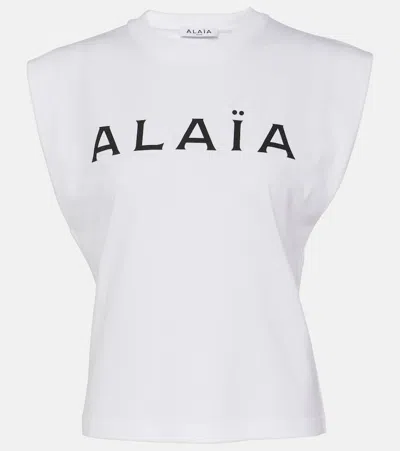 Alaïa Logo Cotton Jersey T-shirt In White