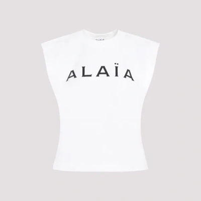 Alaïa Logo T-shirt In  Blanc Noir