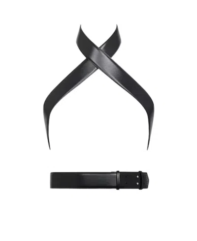 Alaïa Logo-debossed Leather Belt In Black