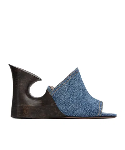 Alaïa Logo Denim High-heeled Sandals In Black