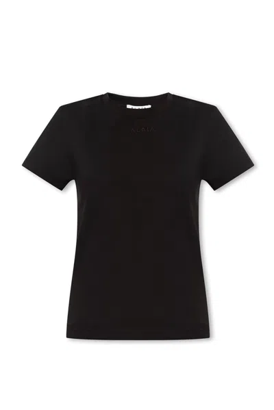 Alaïa Black Cotton T-shirt With Logo