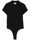 Alaïa Logo-embroidered Bodysuit T-shirt In Black