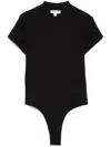 Alaïa Logo-embroidered Bodysuit T-shirt In Black