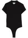 Alaïa Logo-embroidered Bodysuit T-shirt In Black