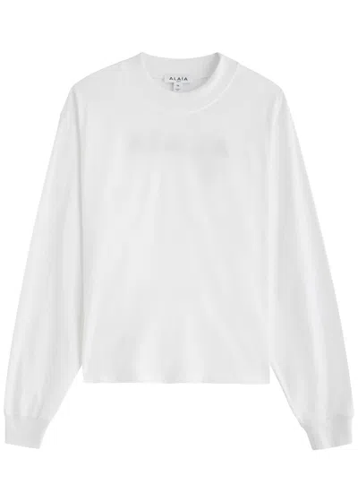 Alaïa Logo-embroidered Cotton Top In White