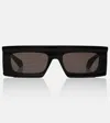 Alaïa Rectangular Frame Dark Lenses Sunglasses Design In Metallic