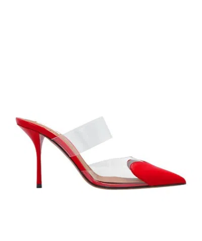Alaïa Coeur Clear Cap-toe Mule Pumps In Red