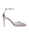 Alaïa 90 Fishnet And Metallic Leather Pumps In Gray
