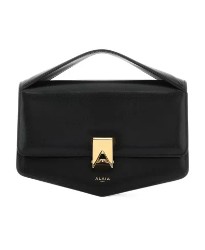 Alaïa Logo-plaque Leather Shoulder Bag In Black