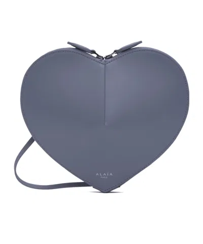 Alaïa Logo Shoulder Bag In 502 - Bleu Turquin
