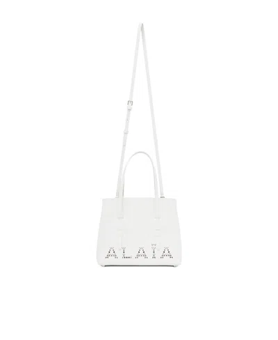Alaïa Logo Shoulder Bag In White