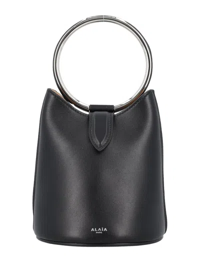 Alaïa Logo Stamp Ring Mini Bag In Black