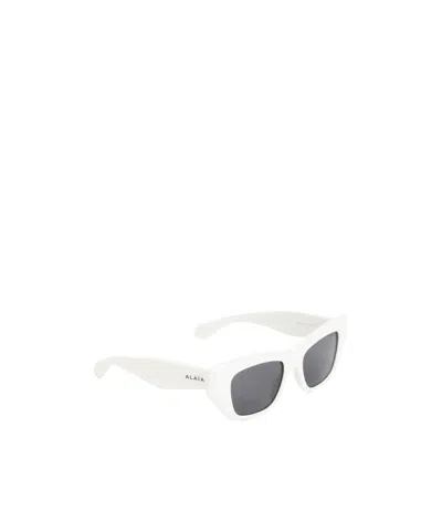 Alaïa Logo Sunglasses In White