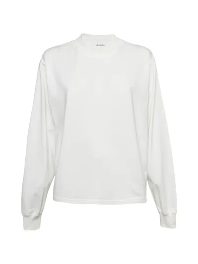 Pre-owned Alaïa Logo-embroidered Mock-neck Sweatshirt In White