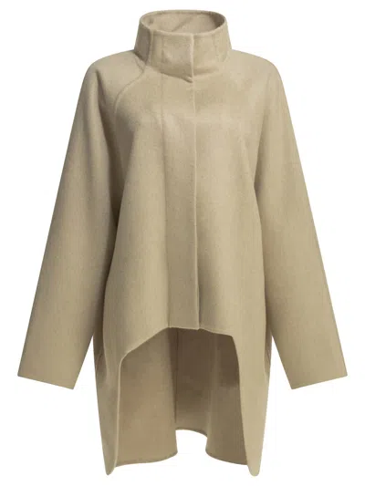 Alaïa Alaia Long Asymmetrical Cashmere Coat In Nude