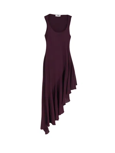 Alaïa Asymmetrical Crepe-jersey Midi Dress In Burgundy